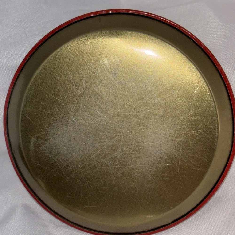 Vintage‎ Metal Christmas Drink Coasters Red Green Bow Retro 1960